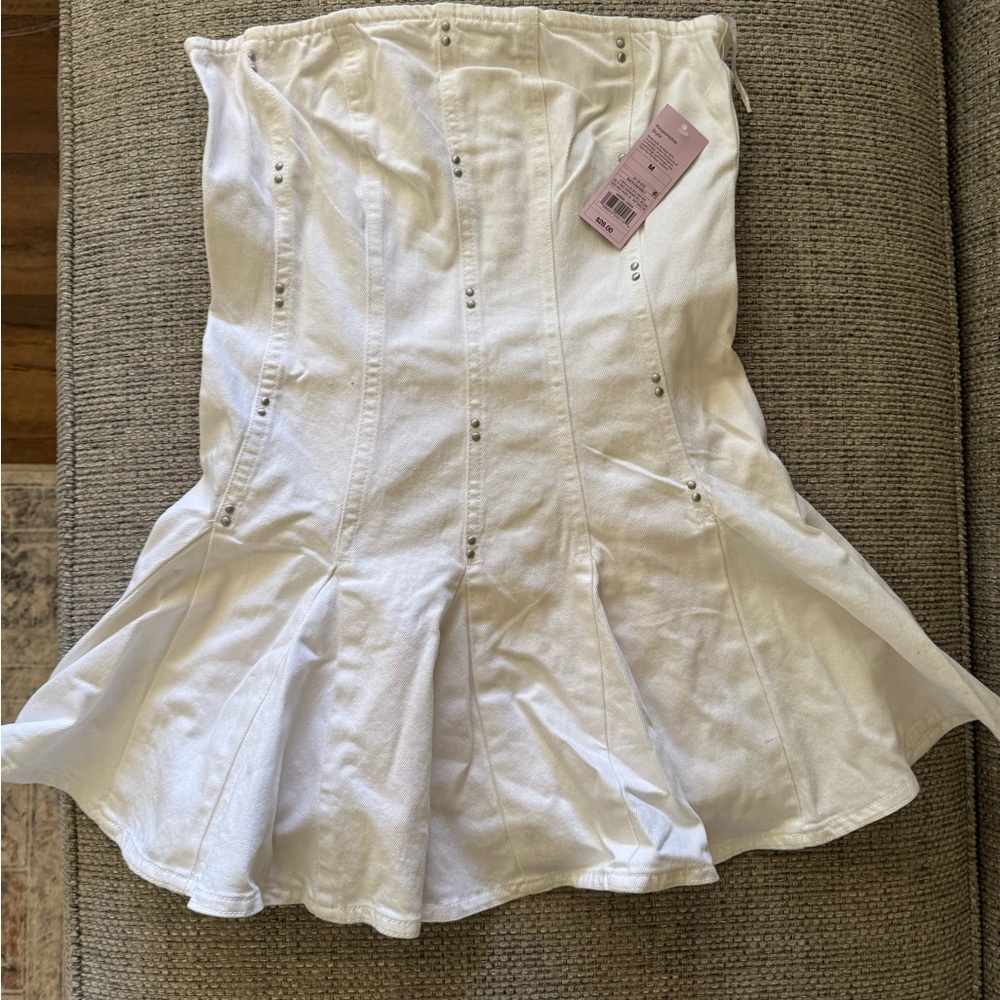 wild fable White Strapless Jean  Flared Dress